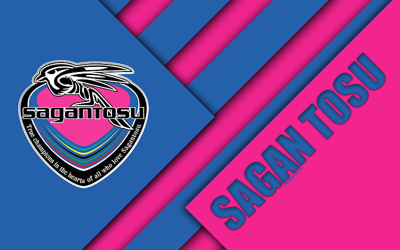 Sagan Tosu FC material design, Japanese football club, blue pink abstraction, logo, Tosu, Saga, japan, J1 League, Japan Professional Football League, J-League, HD wallpaper