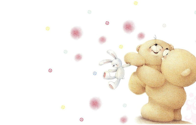 joy, mood, toy, art, bear, Bunny, children's, Forever, Forever Friends Bear, HD wallpaper