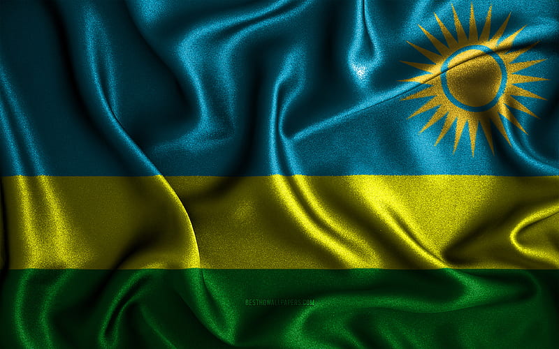 Rwandan flag silk wavy flags, African countries, national symbols, Flag of Rwanda, fabric flags, Rwanda flag, 3D art, Rwanda, Africa, Rwanda 3D flag, HD wallpaper