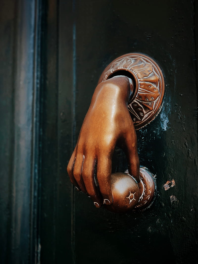 hand, door handle, bronze, metal, door, HD phone wallpaper