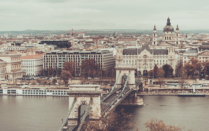 Budapest, Chain Bridge, River Danube, Hungary, landmarks, HD wallpaper