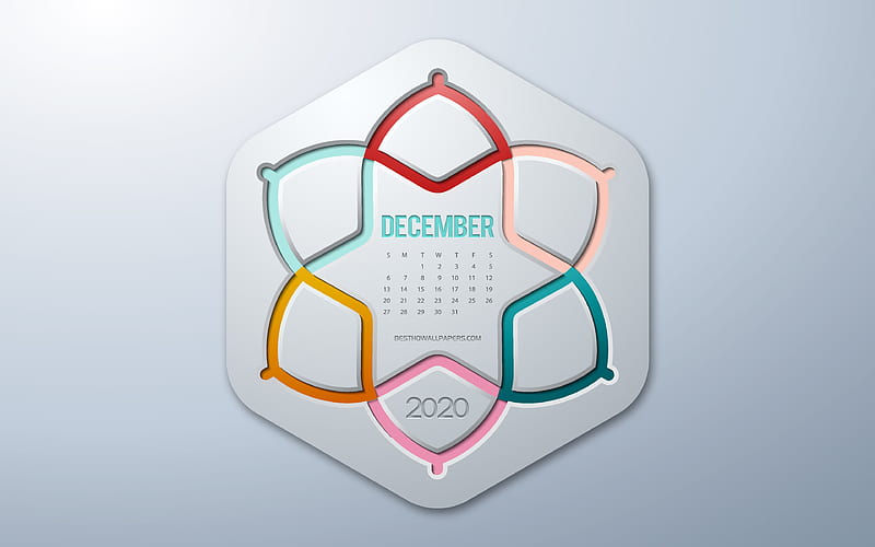 2020 December Calendar, infographics style, December, 2020 winter calendars, gray background, December 2020 Calendar, 2020 concepts, HD wallpaper