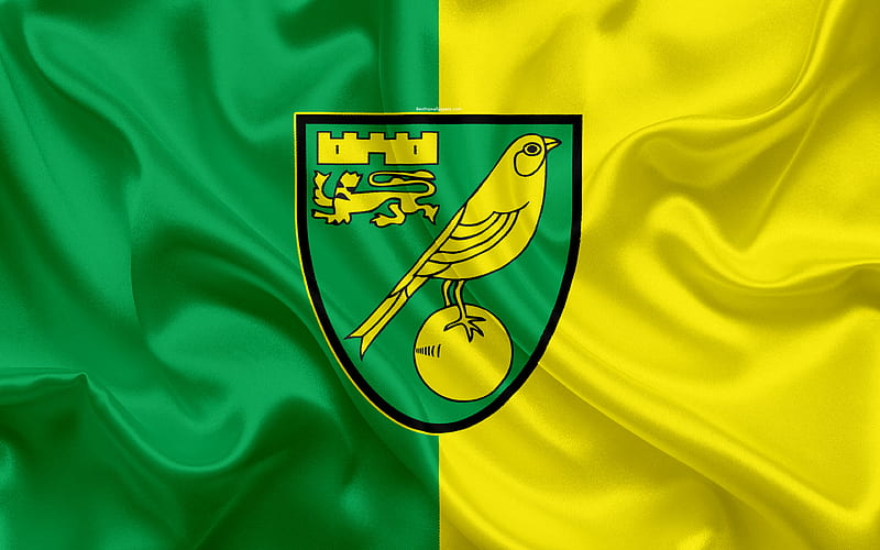 Norwich City FC, silk flag, emblem, logo Norwich, UK, English football club, Football League Championship, Second League, football, HD wallpaper