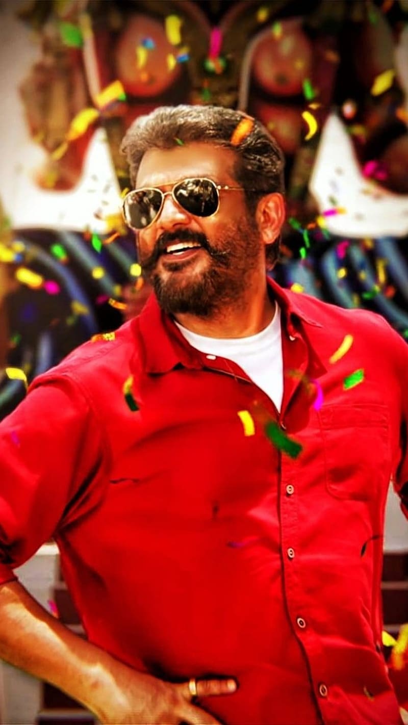Ajith Kumar In Red Shirt, ajith kumar, red, shirt, glasses, actor, south indian, HD phone wallpaper