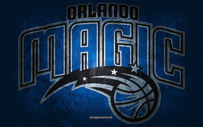 HD   Orlando Magic American Basketball Team Blue Stone Background Orlando Magic Logo Grunge Art Nba Basketball Usa Orlando Magic Emblem 