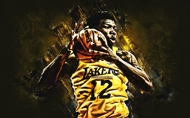 Devontae Cacok, NBA, Los Angeles Lakers, yellow stone background, American Basketball Player, portrait, USA, basketball, Los Angeles Lakers players, HD wallpaper
