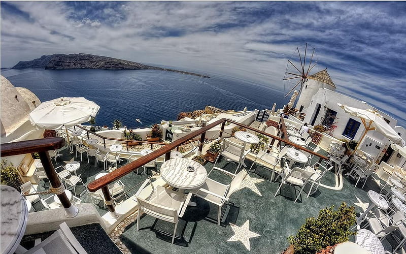 Oia, greece, island, sea, HD wallpaper