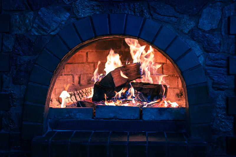 Fireplace, warmth, night, fire, warm, burning, logs, HD wallpaper