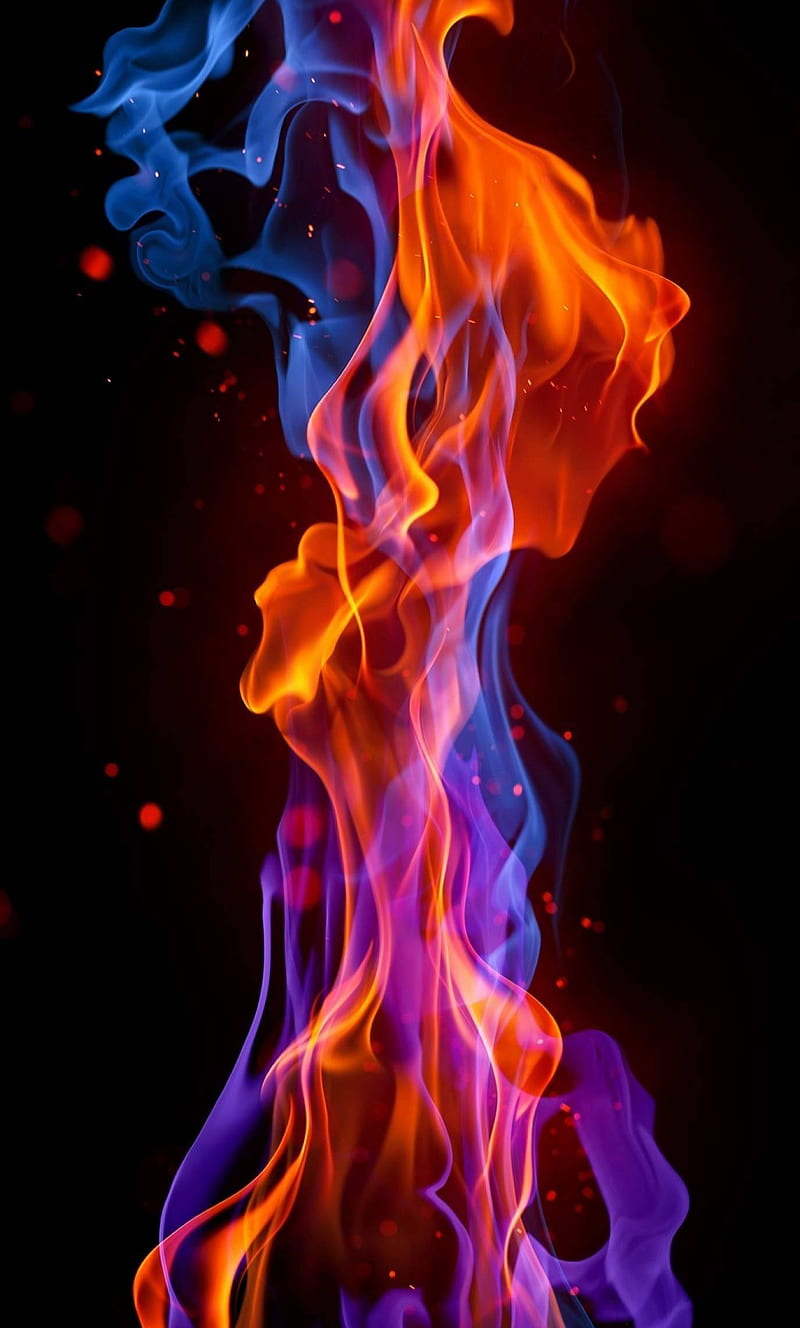 Flame, blue, fire, redcolor, HD mobile wallpaper