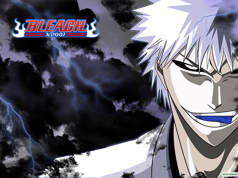 Hollow Ichigo, bleach, white hair, ichigo, yellow eyes, ichigo kurosaki, hollow zangetsu, kurosaki ichigo, lightning, anime, zangetsu, HD wallpaper