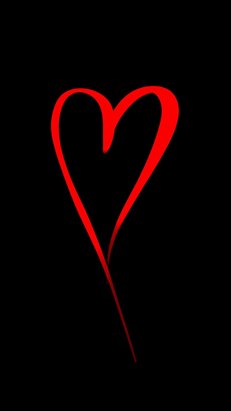 Heart, abstract, black line, love, paint, red, HD phone wallpaper | Peakpx
