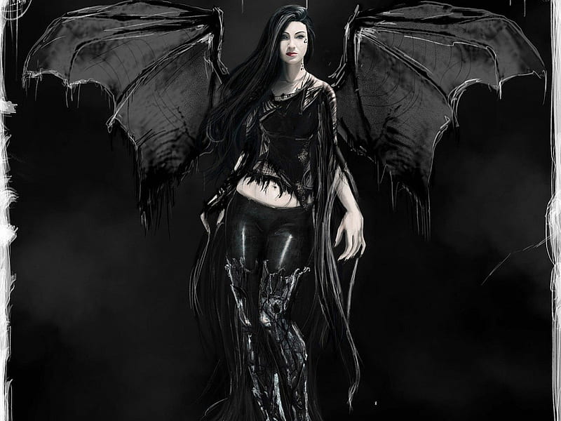 Black Angel, Leather, Woman, Black, Tatttoos, HD wallpaper | Peakpx