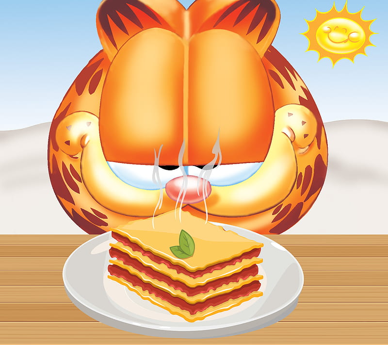 LUNCH, Garfield, cat, comics, cool, funny, katt, pus, sandwich, HD wallpaper