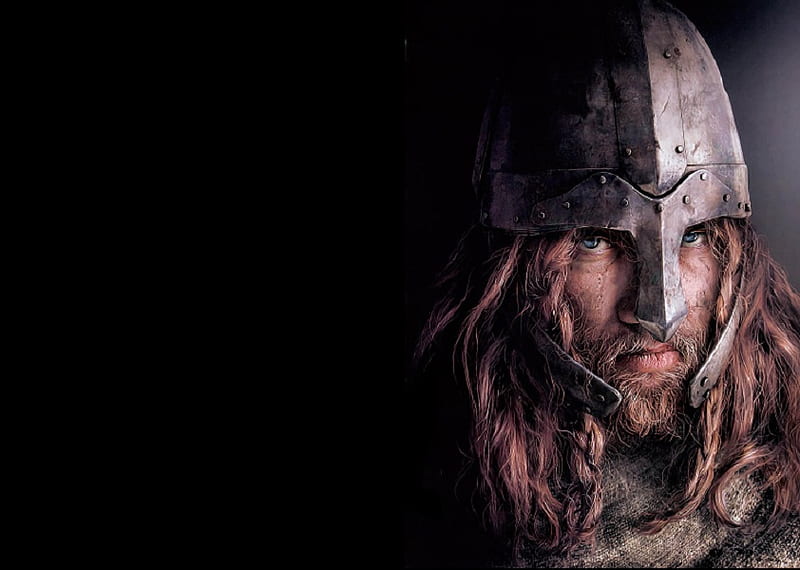 Captain of the Shield Wall, beard, hair, fantasy, warrior, helmet, HD wallpaper