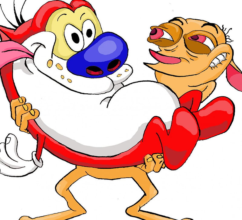 Ren and Stimpy, one, carrys, smiling, other, HD wallpaper