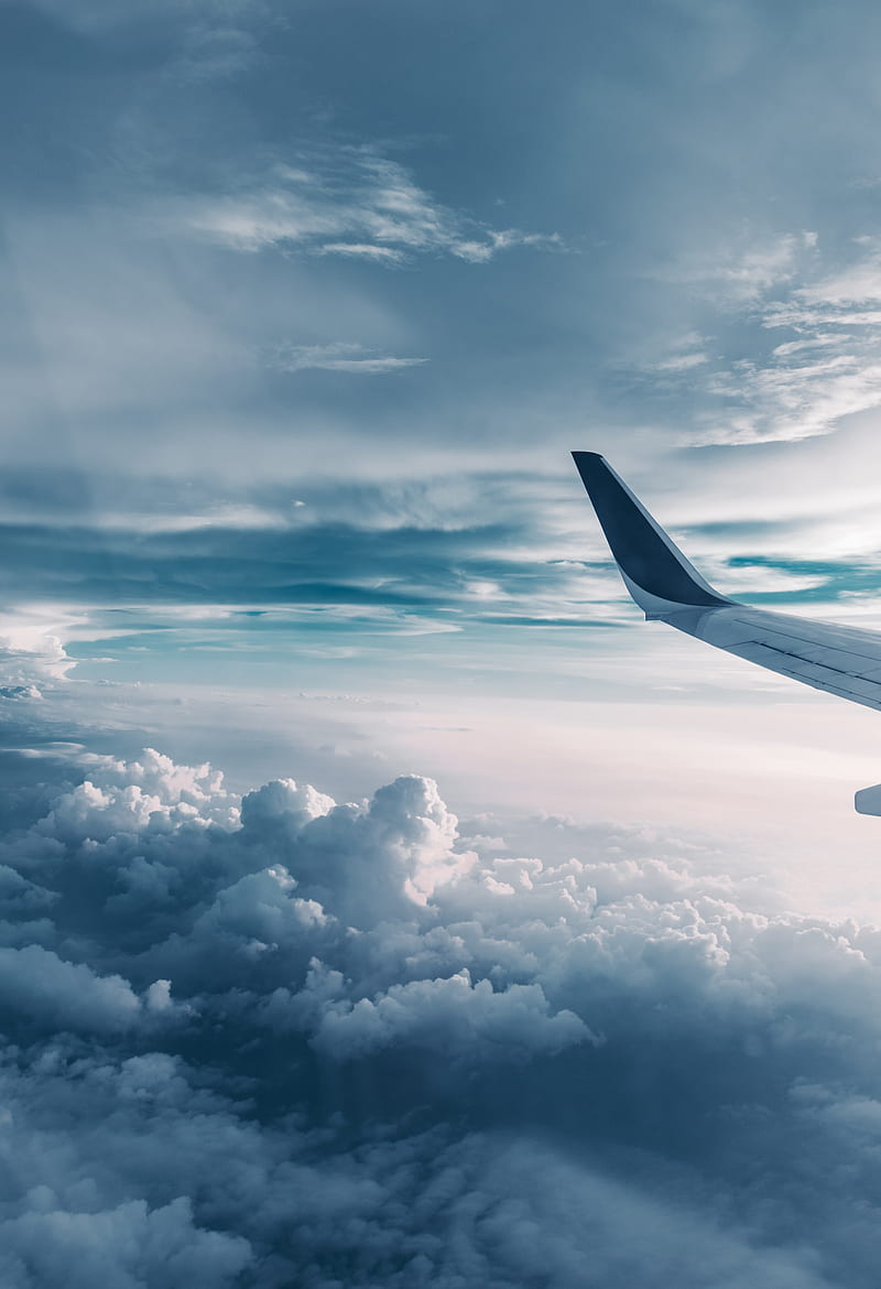 wing, plane, clouds, height, flight, HD phone wallpaper
