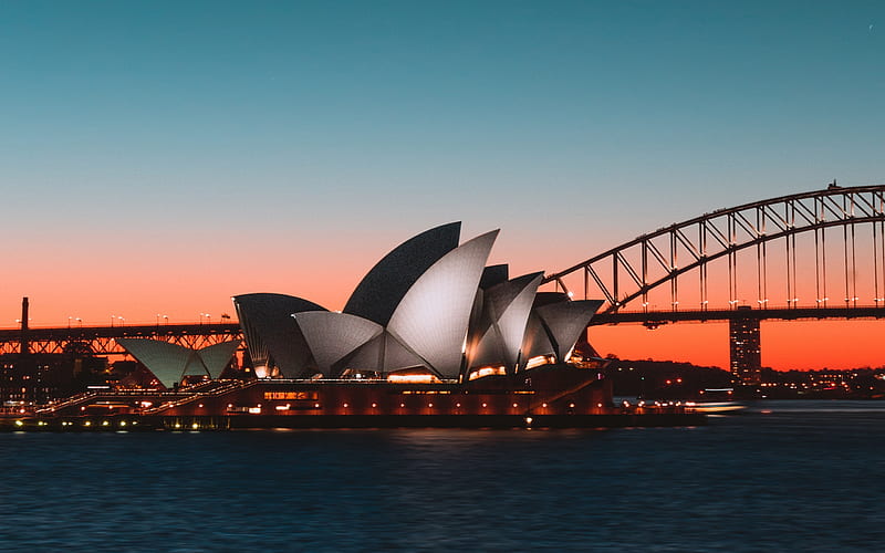 Sydney Opera House, sunset, quay, panorama, Sydney, Australia, HD wallpaper