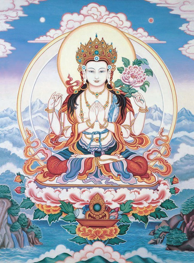 Avalokitesvara, buddha, buddhism, buddhist, om, ommanipadmehum, religion, spiritual, HD phone wallpaper