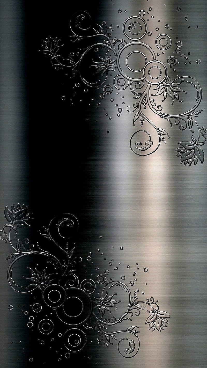 Metal, black, branches, desenho, edge, leaves, pattern, silver, HD phone  wallpaper | Peakpx