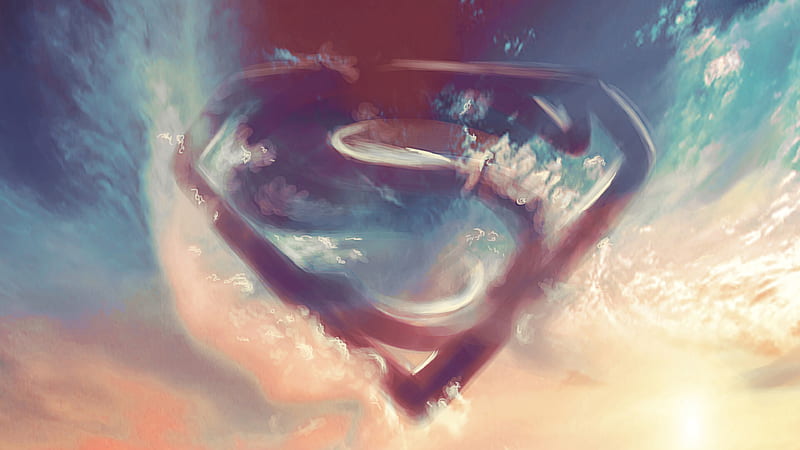Superman Logo In Clouds, superman, superheroes, digital-art, artstation, artwork, logo, HD wallpaper