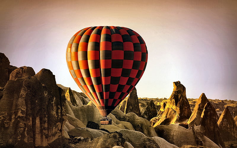 Ballooning Over Cappadocia 1, beautiful, ballooning, Turkey, aircraft, graphy, Cappadocia, hot air balloon, wide screen, HD wallpaper