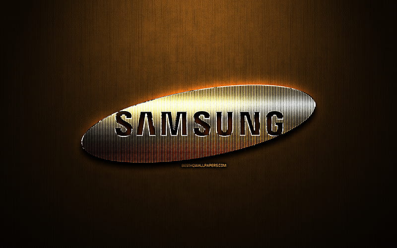 Samsung glitter logo, creative, bronze metal background, Samsung logo, brands, Samsung, HD wallpaper