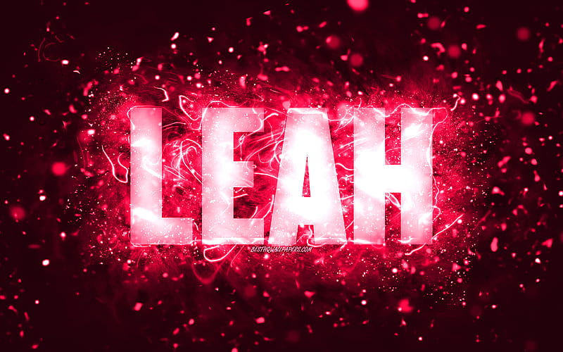 Happy Birtay Leah pink neon lights, Leah name, creative, Leah Happy Birtay, Leah Birtay, popular american female names, with Leah name, Leah, HD wallpaper