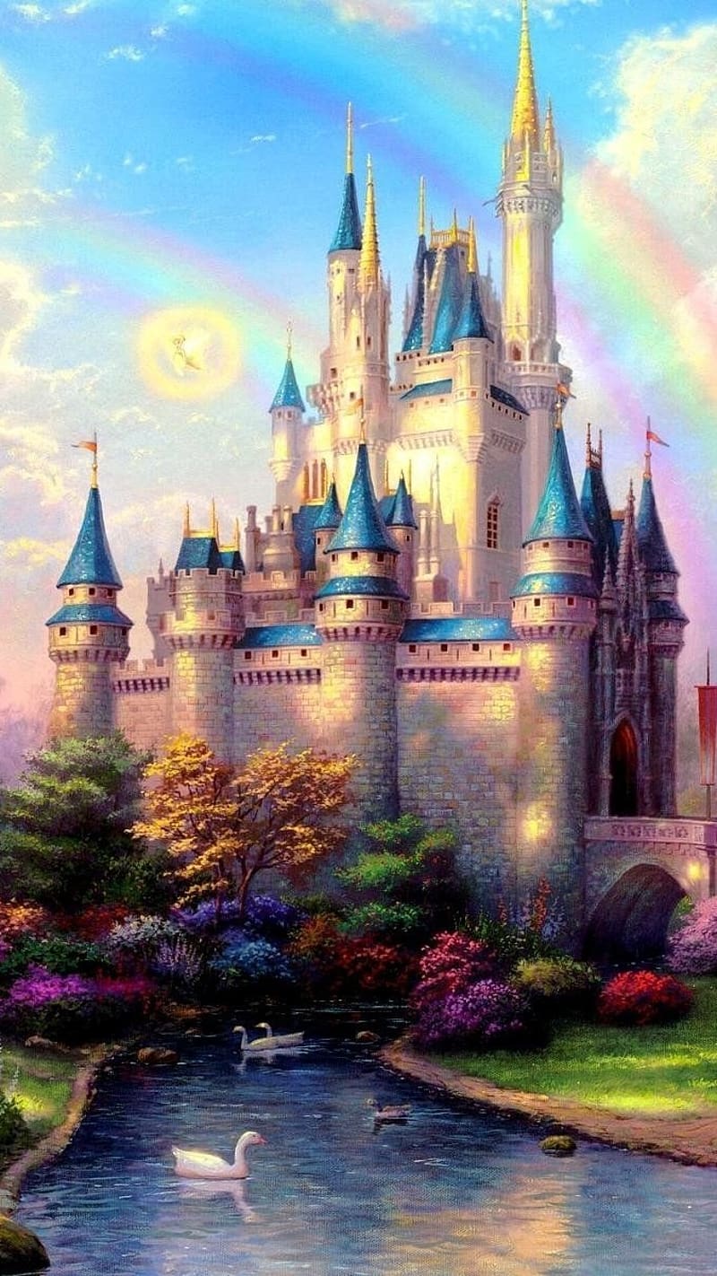 Princesa de Disney, castillo con de arco iris, castillo, de arco iris,  animado, Fondo de pantalla de teléfono HD | Peakpx