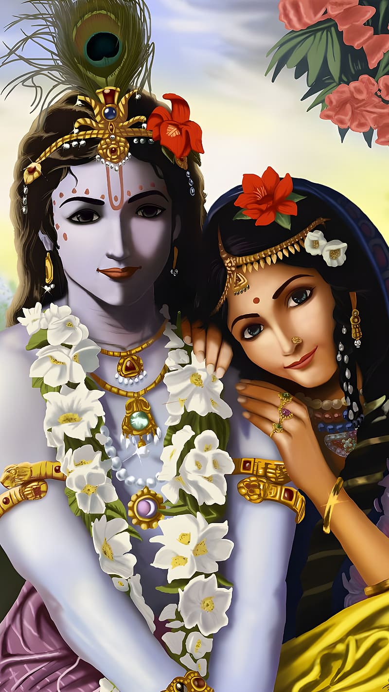 Shri Krishna Radha, art shri krishna radha lord krishna radha, art, shri krishna, lord, god, HD phone wallpaper