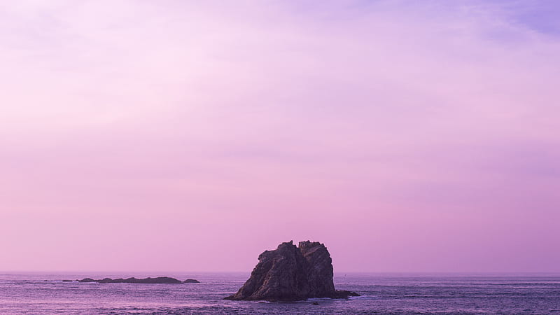 Purple Rock Center On Ocean During Daytime Purple, HD wallpaper