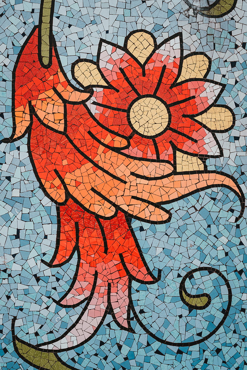 mosaic, texture, pattern, flower, HD phone wallpaper