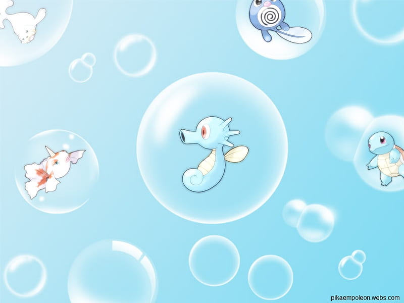 Water Pokemon - Bubbles, type, water, bubbly, bubbles, pokemon, blue, HD wallpaper