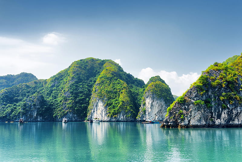 island, ocean, tropical island, Vietnam, boats, HD wallpaper