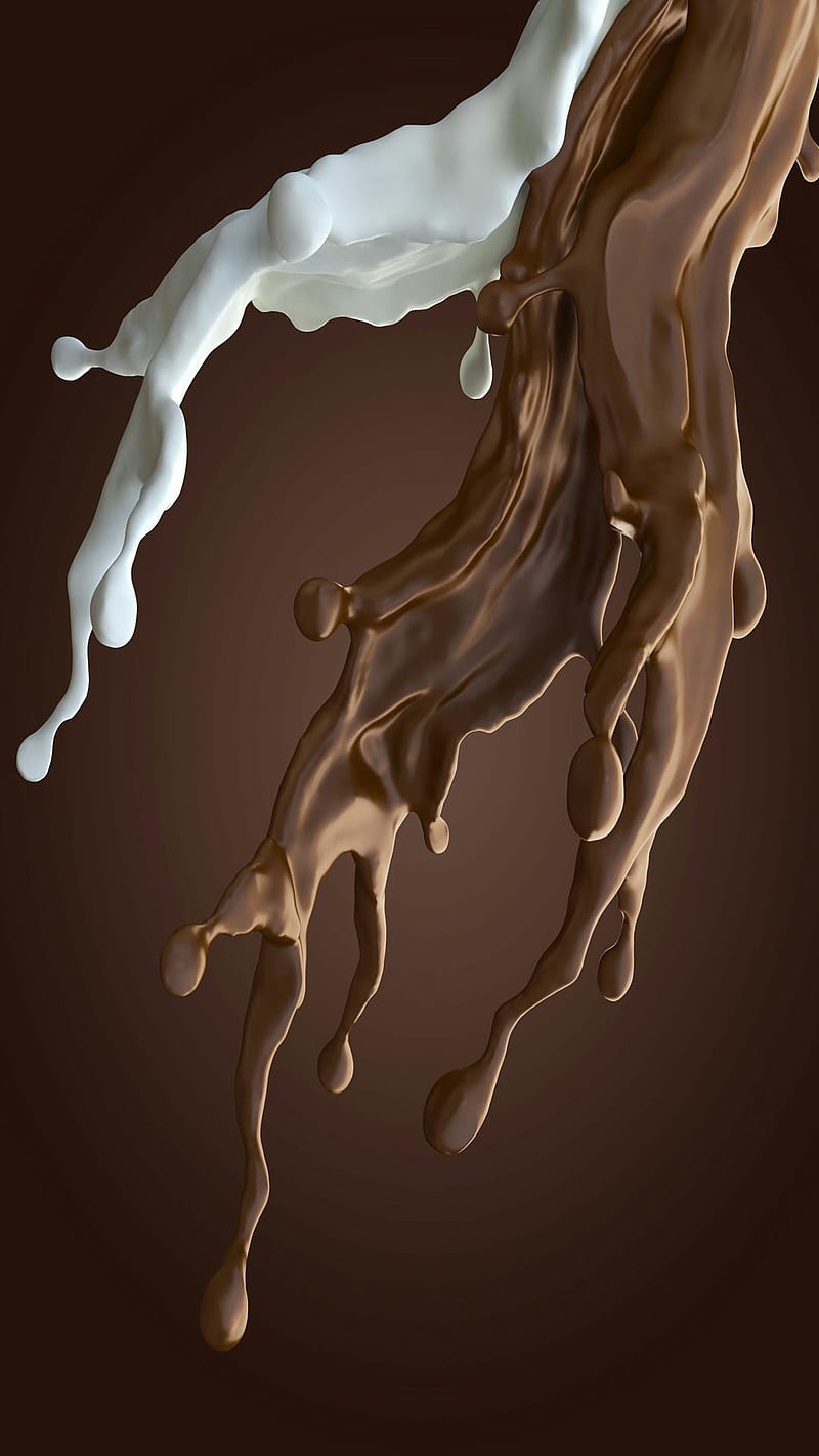 chocolate and milk, brown, liquid, thick, white, HD phone wallpaper