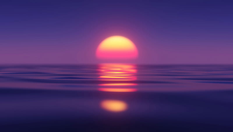 Sunset Minimal Ocean , sunset, minimalism, minimalist, artist, artwork, digital-art, HD wallpaper