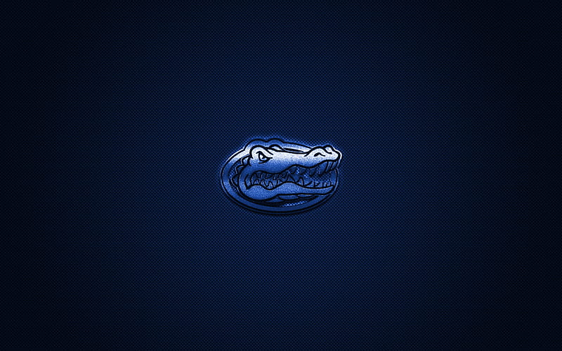 Florida Gators logo, American football club, NCAA, blue logo, blue carbon fiber background, American football, Gainesville, Florida, USA, Florida Gators, University of Florida, HD wallpaper