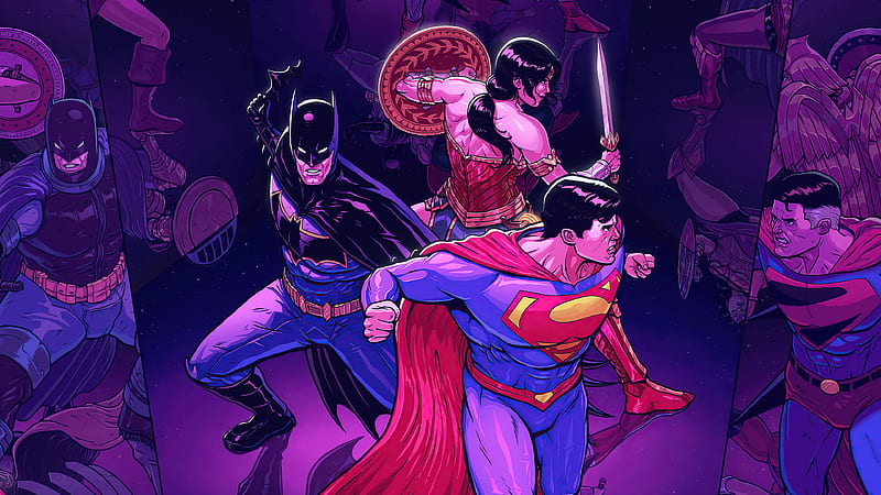 Batman Superman Wonder Woman Dc Fandome , batman, superman, wonder-woman, superheroes, artwork, HD wallpaper