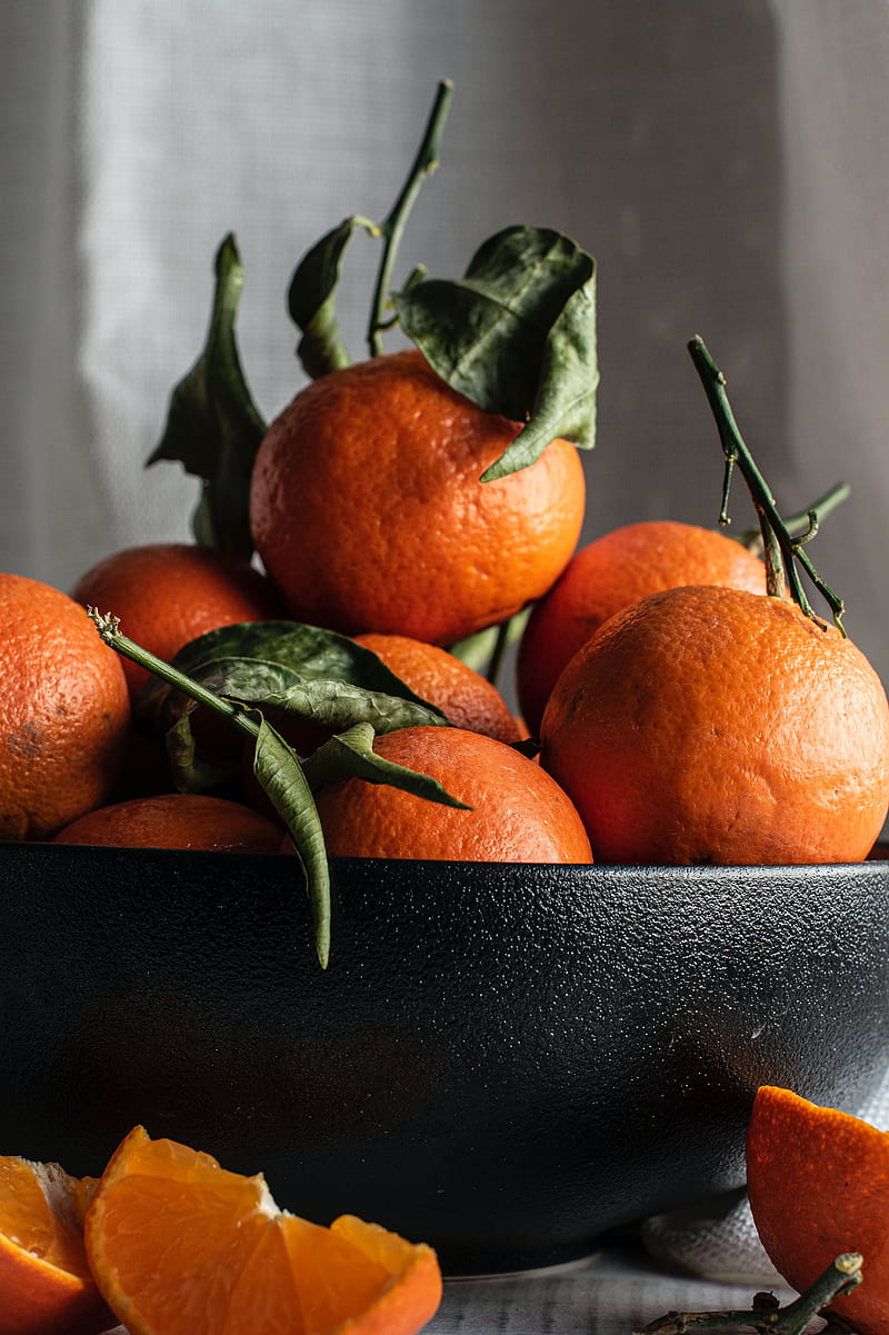 tangerines, fruit, orange, bowl, HD phone wallpaper