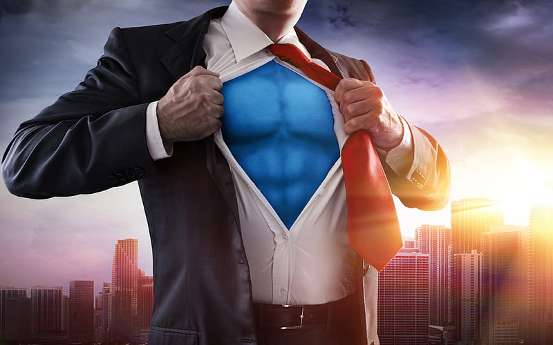 businessman superman business concepts, be a superman, anything is possible, you are the best, HD wallpaper