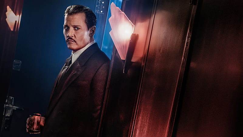 Murder on the Orient Express (2017), poster, red, movie, murder on the orient express, man, actor, Johnny Depp, blue, HD wallpaper