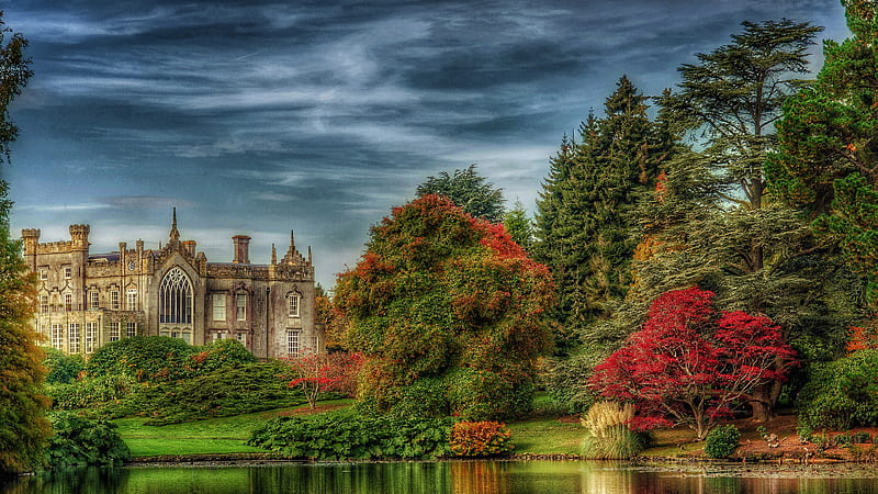 England Mansion Palace With Pond Travel, HD wallpaper