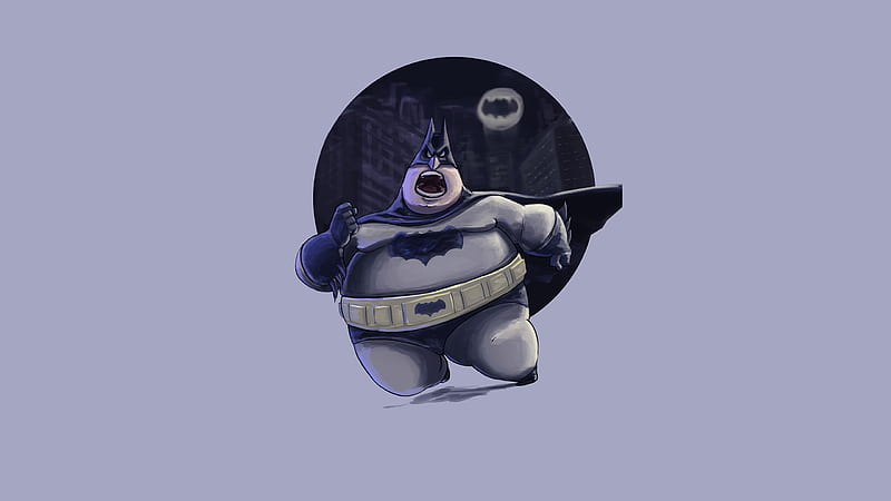 Fatty Funny Batman, batman, superheroes, funny, artist, artist, artwork, digital-art, minimalism, minimalist, HD wallpaper