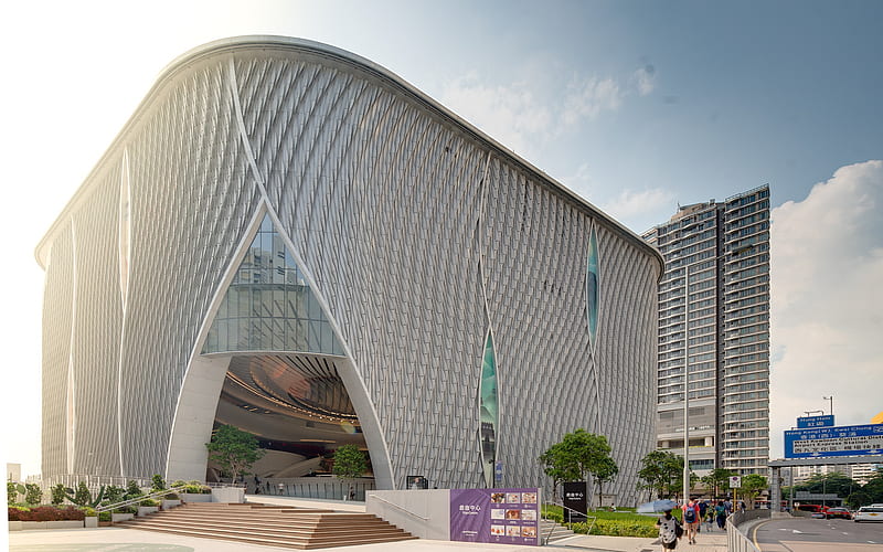 Hong Kong, Xiqu Theatre, theater complex, modern architecture, China, HD wallpaper