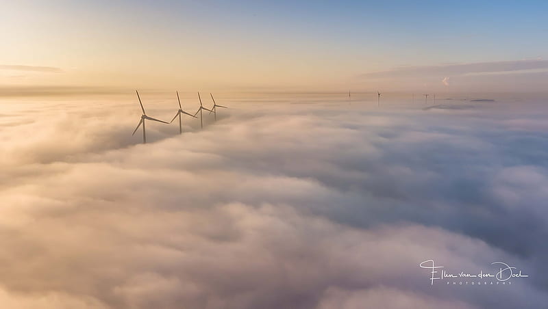 Man Made, Wind Turbine, Cloud, Horizon, HD wallpaper
