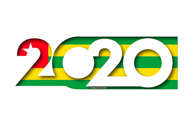 Togo 2020, Flag of Togo, white background, Togo, 3d art, 2020 concepts, Togo flag, 2020 New Year, 2020 Togo flag, HD wallpaper