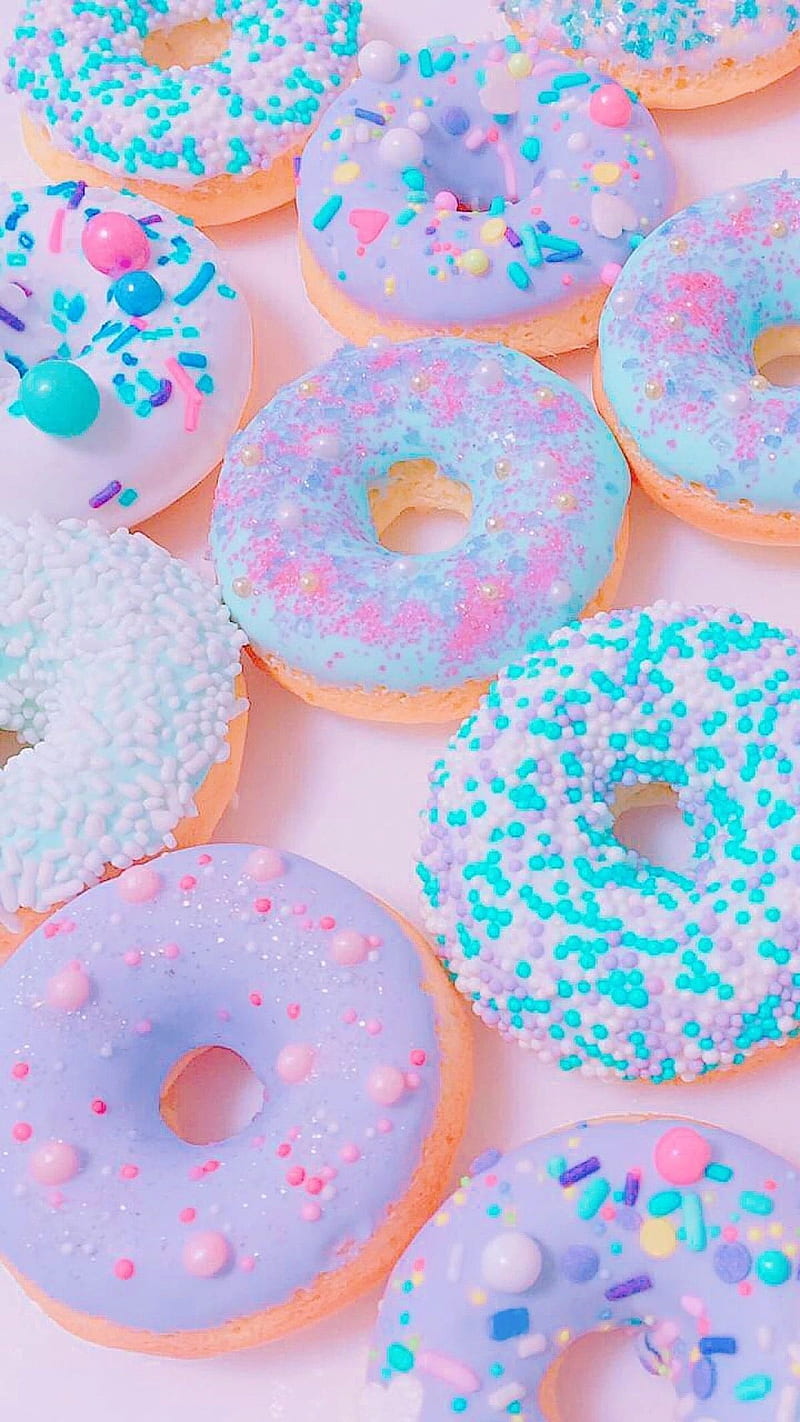 Donuts, unicorn, sugar, food, pink, pastel, HD phone wallpaper
