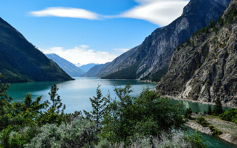 Lillooet Lake, Mountain lake, Canada, mountains, summer, British Columbia, HD wallpaper