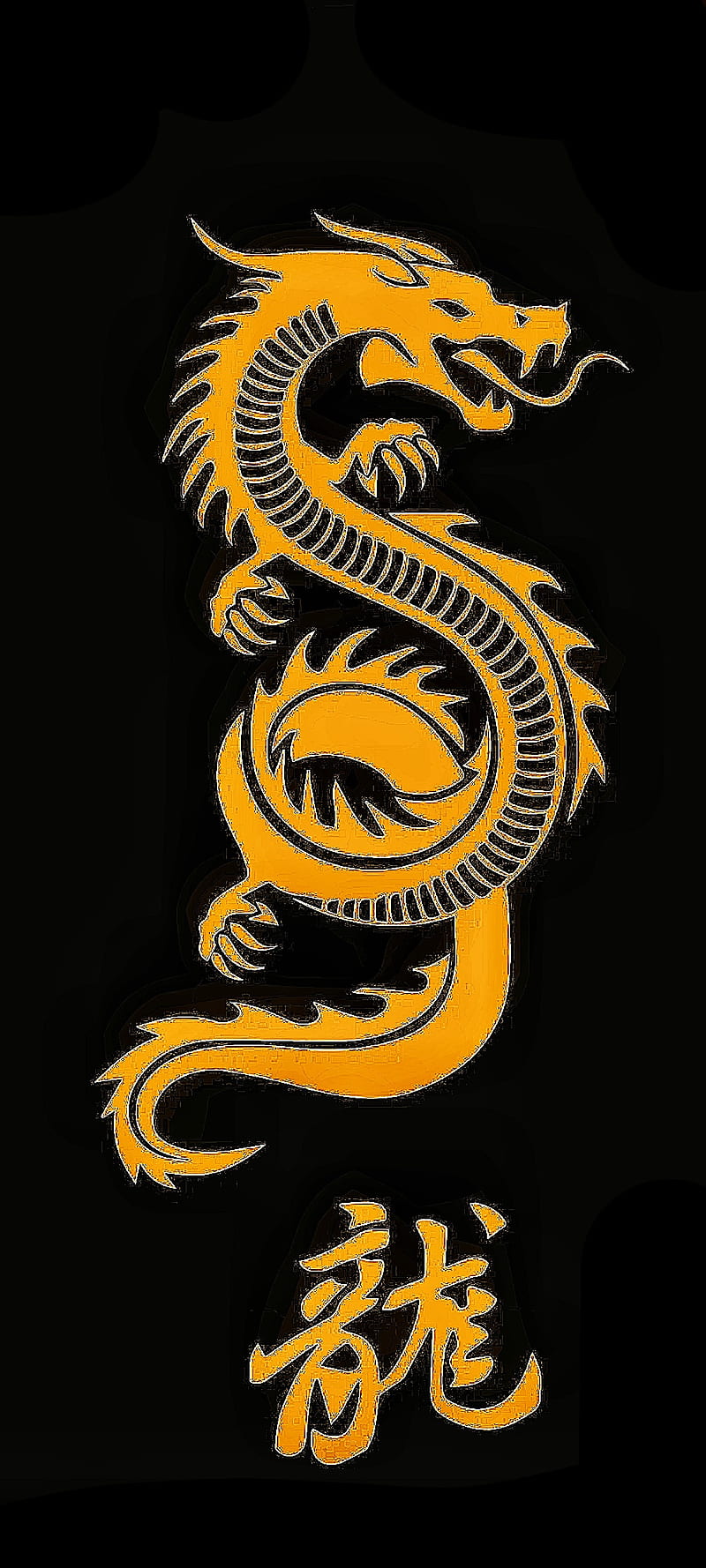 Dragon, gold, black, HD phone wallpaper