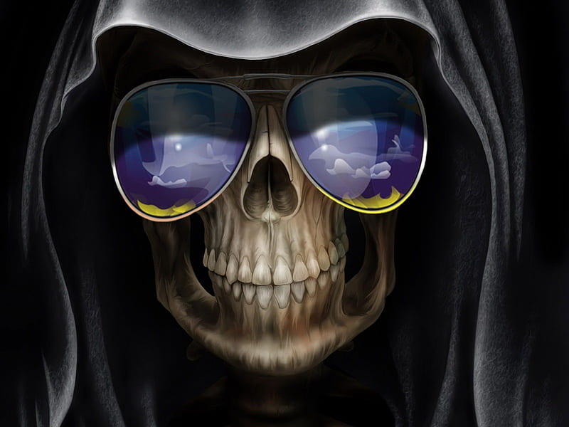 Cool Grim reaper, grim reaper, skeleton, reaper, scull, sun glass, HD wallpaper