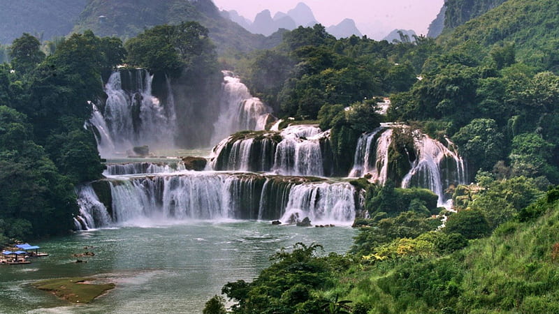 Detian Falls - China, Asia, Waterfalls, Detian Falls, China, HD ...